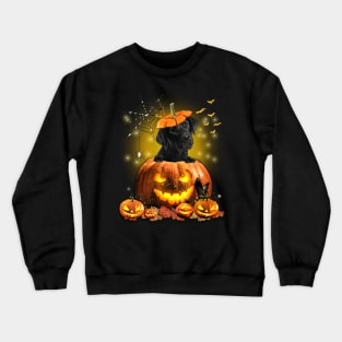 Black Labrador Spooky Halloween Pumpkin Dog Head Crewneck Sweatshirt